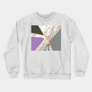 Geometric marble print, color blocking purple Crewneck Sweatshirt